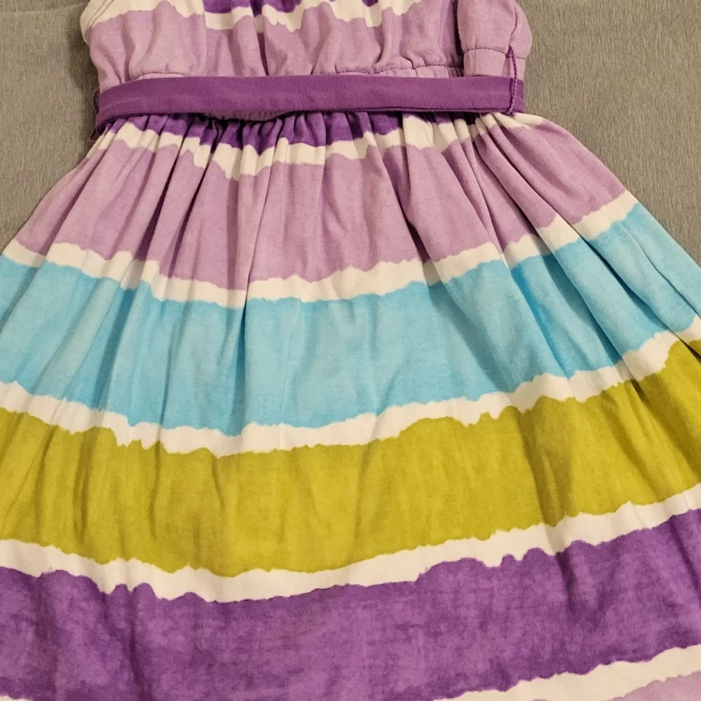 Colorful and Stripped Purple Girl Dress, Size 5 - Picture 2 of 8